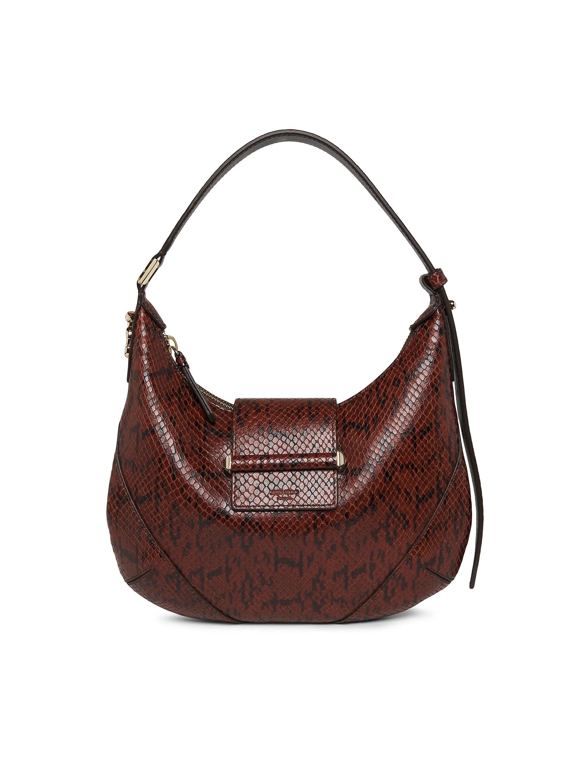 Bar Snake-Embossed Leather Hobo Bag