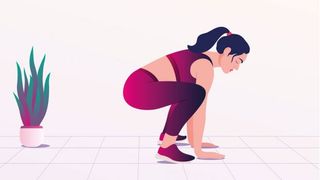 Illustration of woman performing frogger exercise