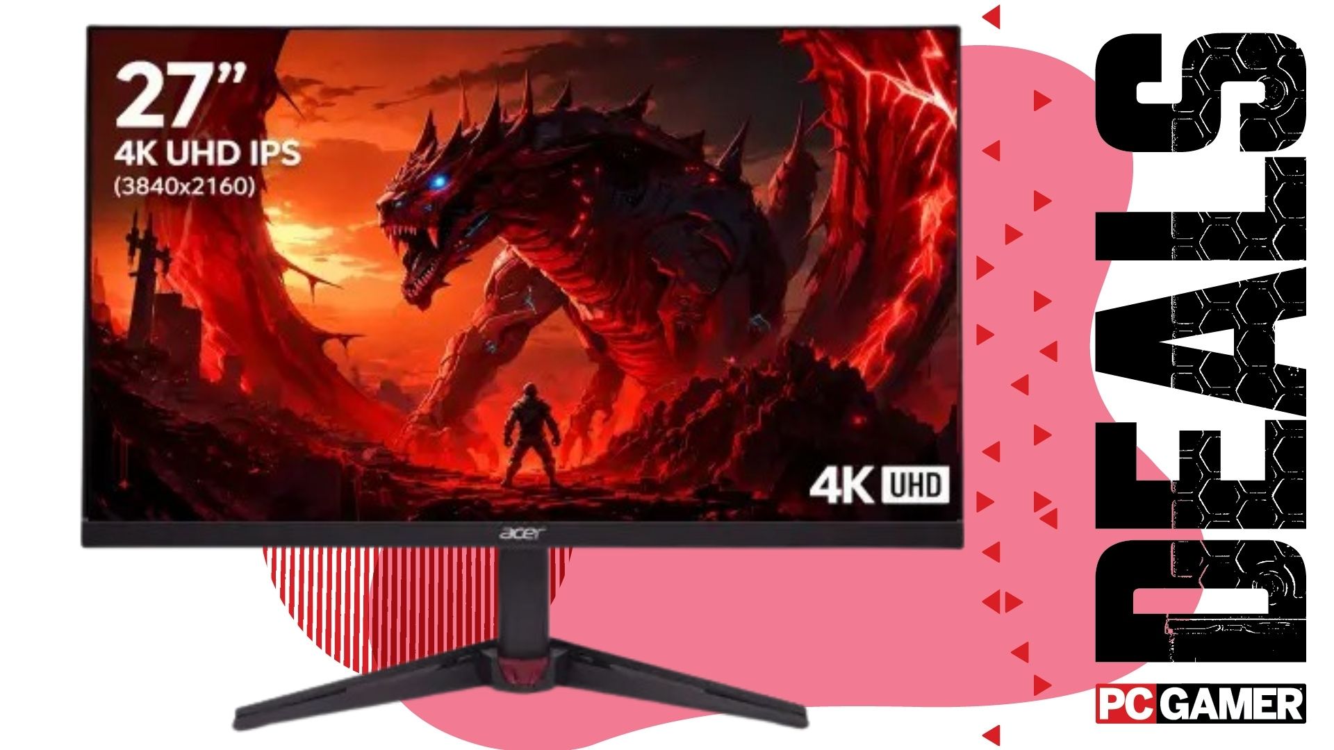Acer gaming monitor on a pink deals background