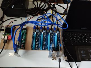 Raspberry Pi 4 Connected to PCIe Slots (Image Credit: Colin 'Domipheus' Riley)