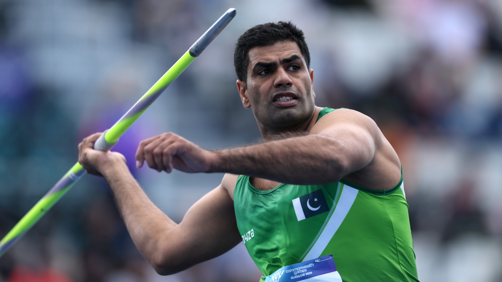 Arshad Nadeem competing in the men's javelin at Commonwealth Games 2026