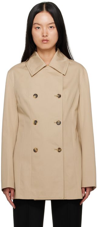 Beige Double-Breasted Jacket