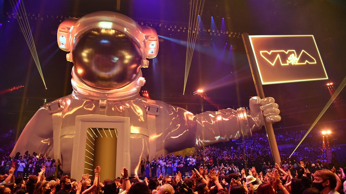 A view of the atmosphere during the 2021 MTV Video Music Awards at Barclays Center on Sept. 12, 2021 in the Brooklyn borough of New York City.