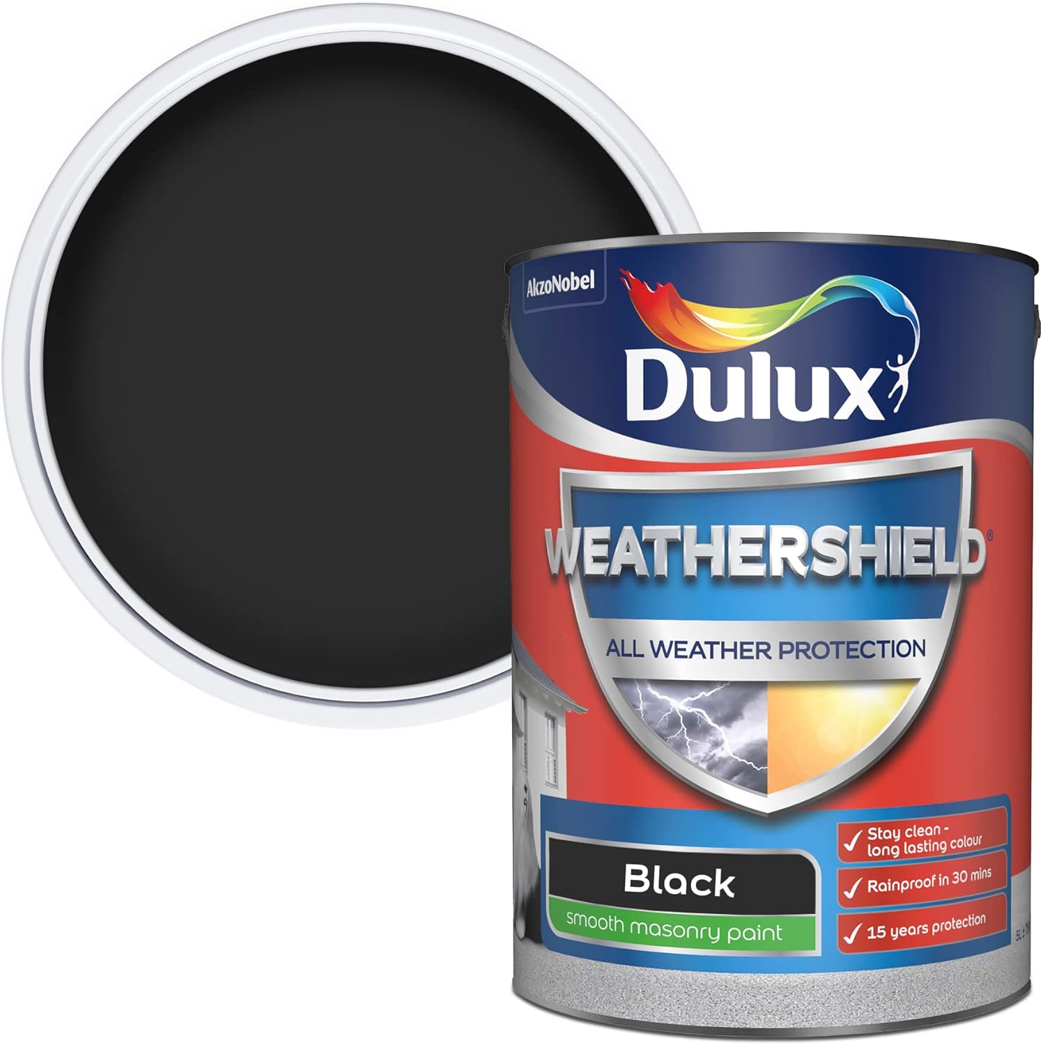 Dulux Weathershield Smooth Masonry Paint - Black - 5l
