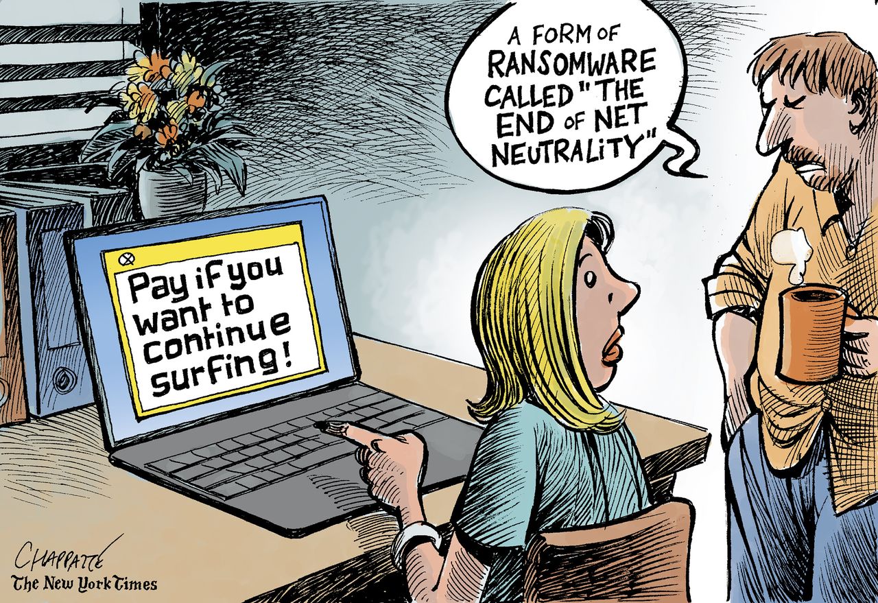 Political cartoon U.S. net neutrality