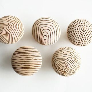 Maple wood patterned drawer knobs