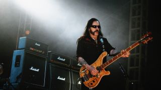 Lemmy Kilminster of Motorhead performs on stage on June 12th, 2005 at day three of the Download Festival, in Donington Park England.