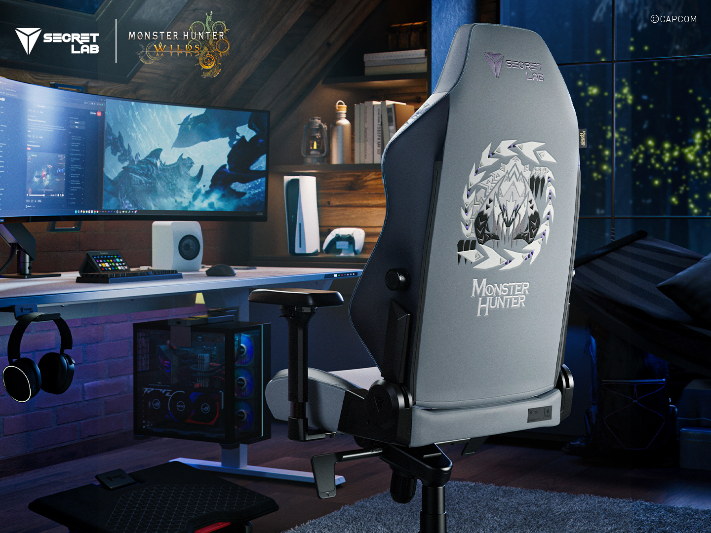 Promotional photo of the Secretlab Monster Hunter Wilds Arkveld Edition TITAN Evo chair