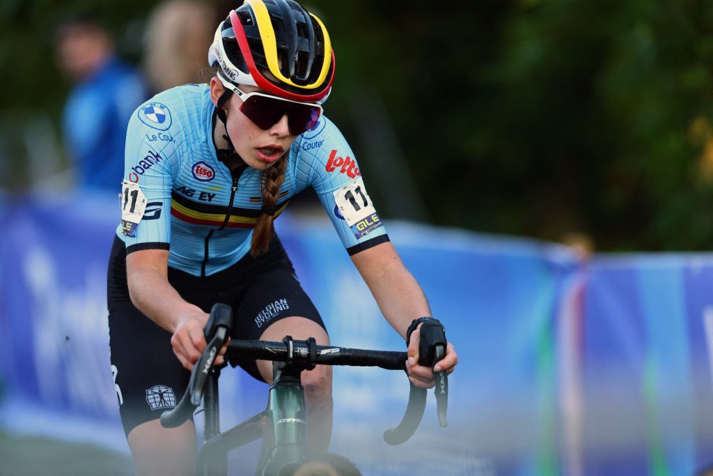Riders during the junior women's UEC European cyclocross championships