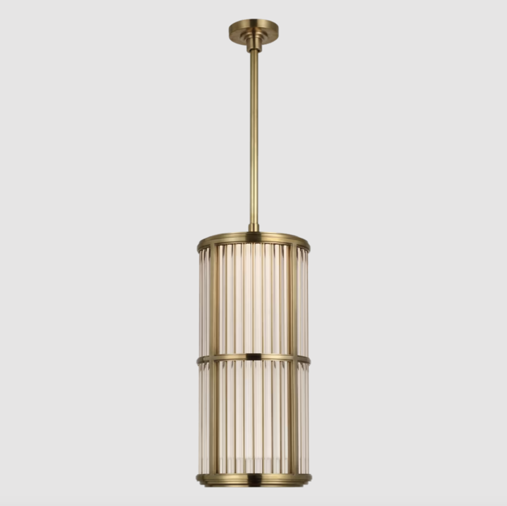 An updated take on Art Deco style, the ribbed glass and brass silhouette can add a touch of glamour to an otherwise modern schemes. 
