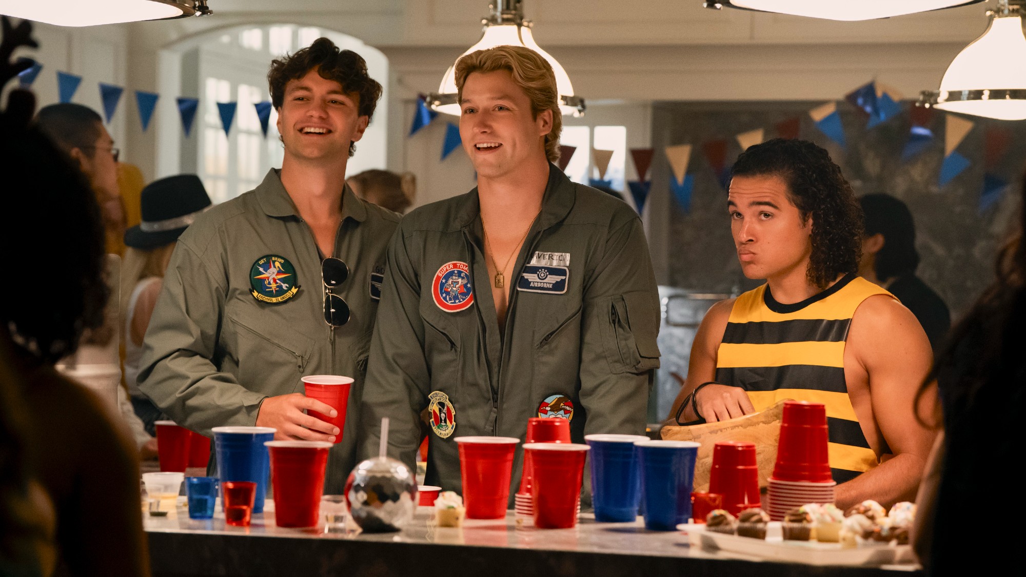 (l-r) Beau Maxwell (Khobe Clarke), Dean Di Laurentis (Stephen Kalyn) and John Tucker (Jalen Thomas Brooks) in OFF CAMPUS.