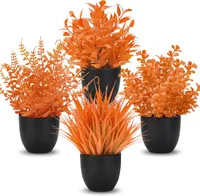  Der Rose  4 Pack Fall Fake Plants in Black Pots