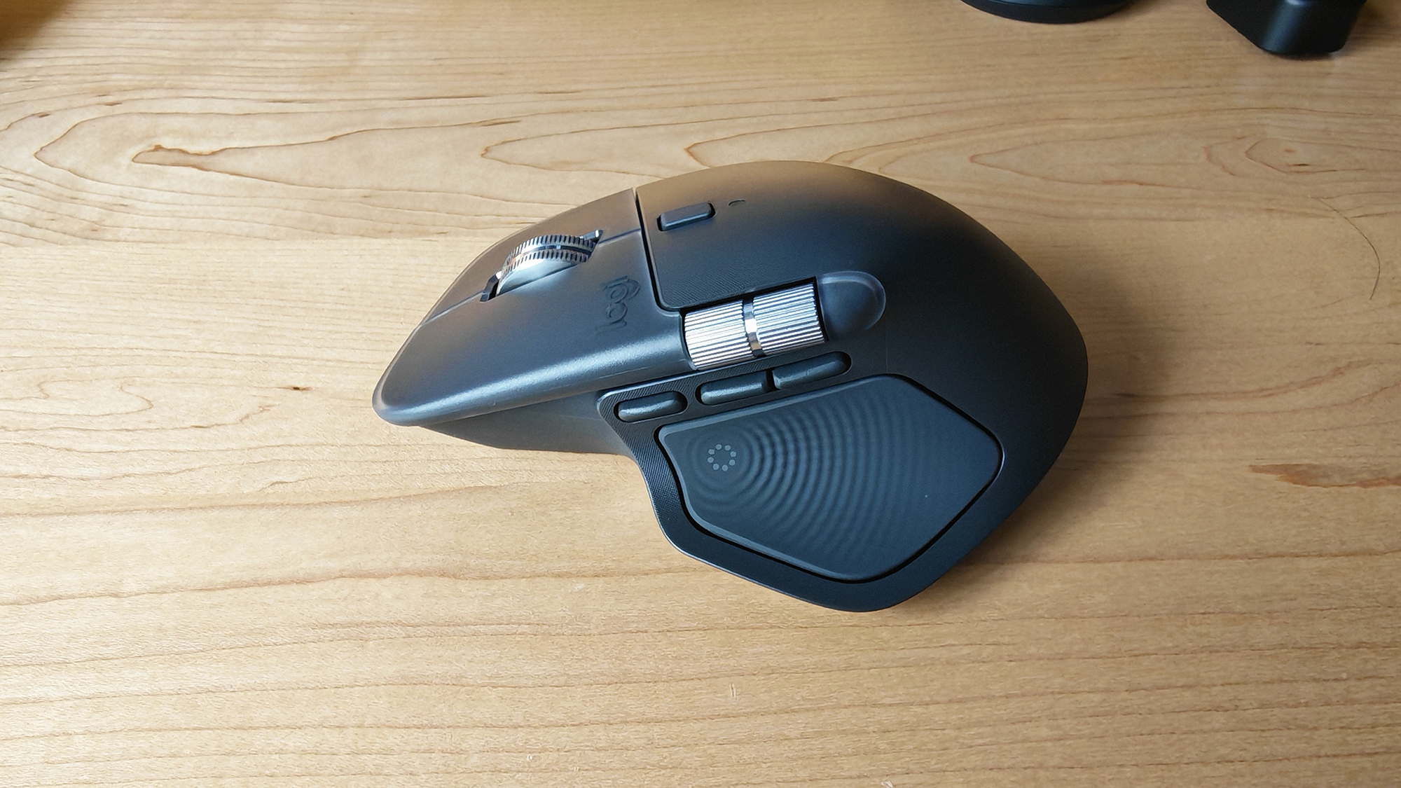 The Logitech MX Master 4 mouse, from different angles. 