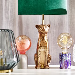 Leopard Green Velvet Shade Desk & Table Lamp from Oliver Bonas