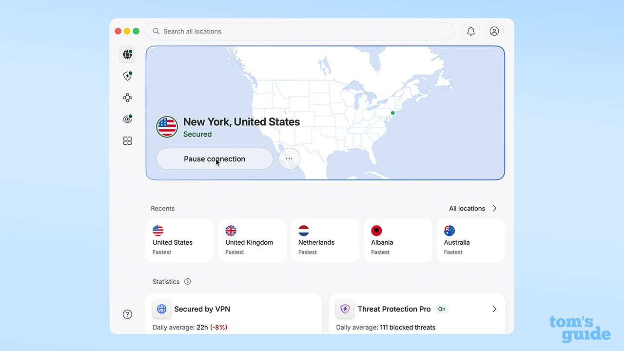 NordVPN's new UI on Mac