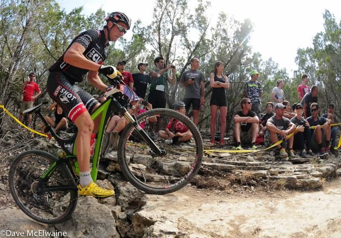 Troy Wells (Team Clif Bar) getting a foot down to make this climb