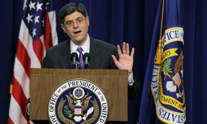 Lew, serving as Office of Management and Budget director in 2011, speaks during a news briefing.