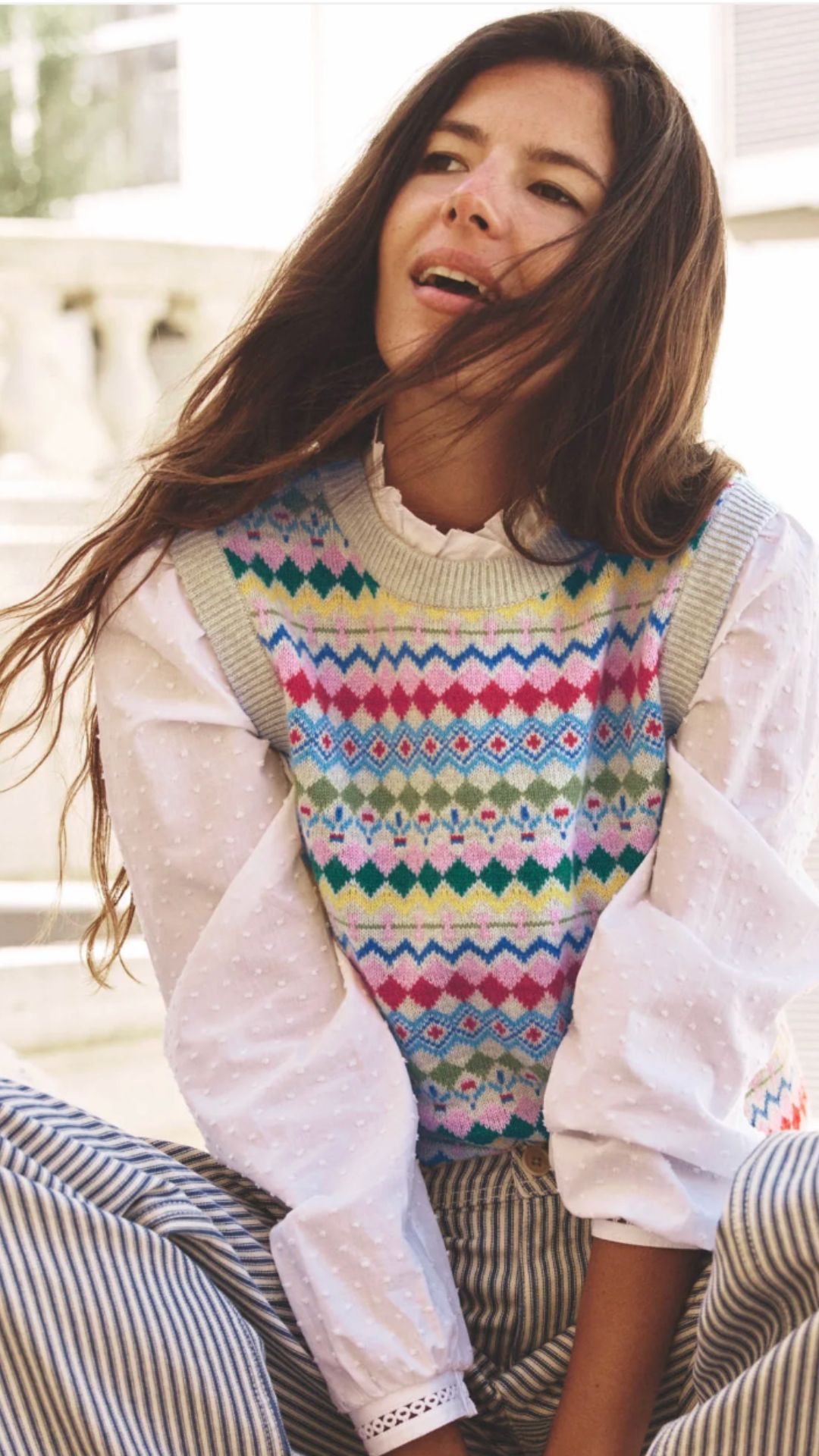 a model wearing the boden knitted tank top
