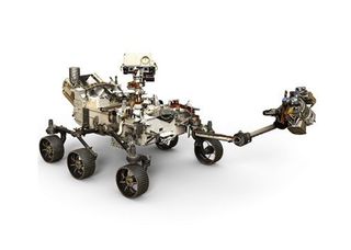 Artwork depicts NASA's Mars 2020 rover, geared to hunt and cache select samples that may provide clues to past and present life on the Red Planet for eventual return to Earth.