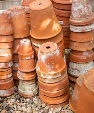 stacked terracotta pots