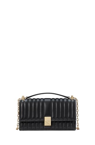 Kate Spade New York Deco Quilted Leather Mini Flap Chain Crossbody, Black