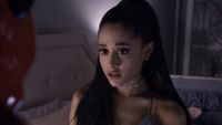 Ariana Grande looking scared coming face to face with the Red Devil in Scream Queens episode 1. 
