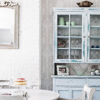 dresser with mirror and crockery