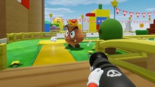 pointing cannon at King Goomba in Mario FPS demo