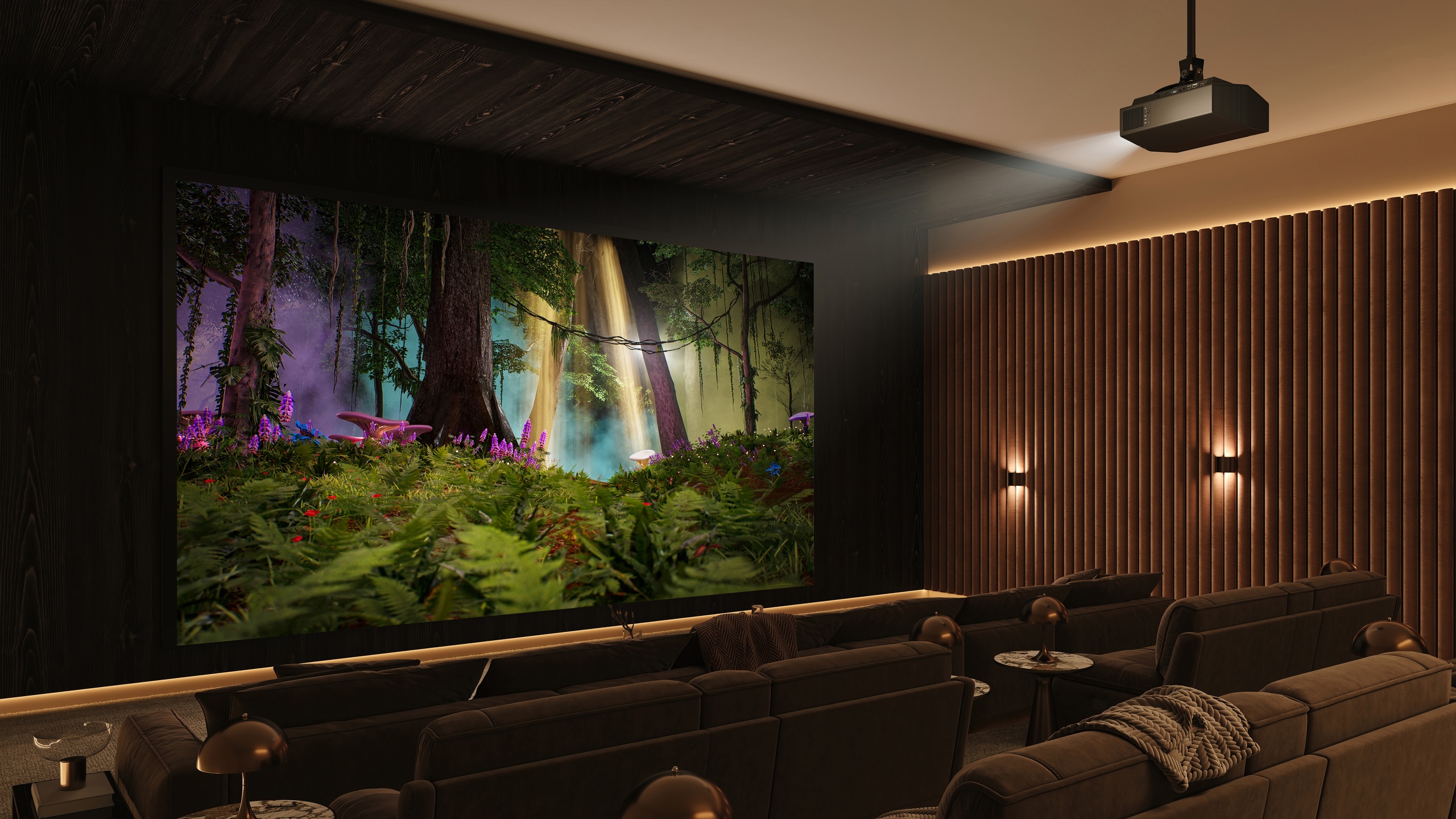 Lifestyle images of the Sony BRAVIA Projector 7 for gaming and movies