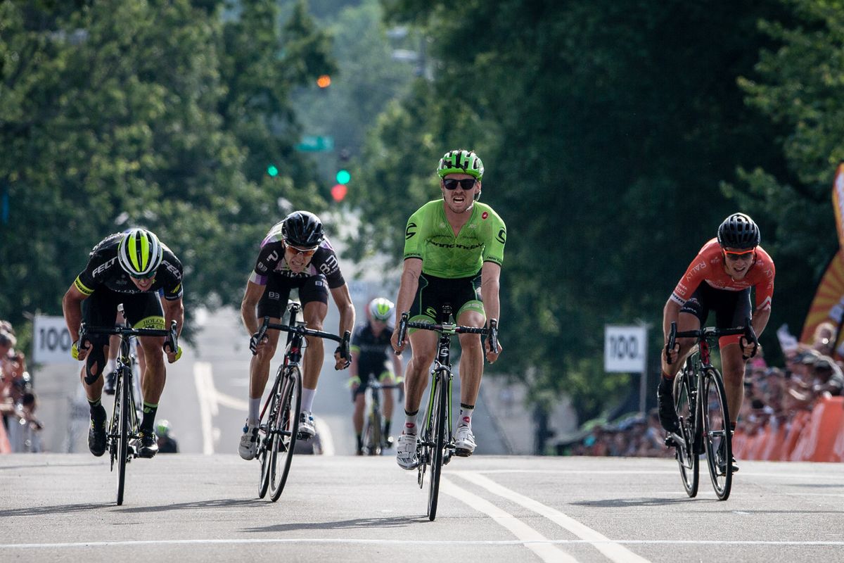 Alex Howes wins the bunch sprint for second