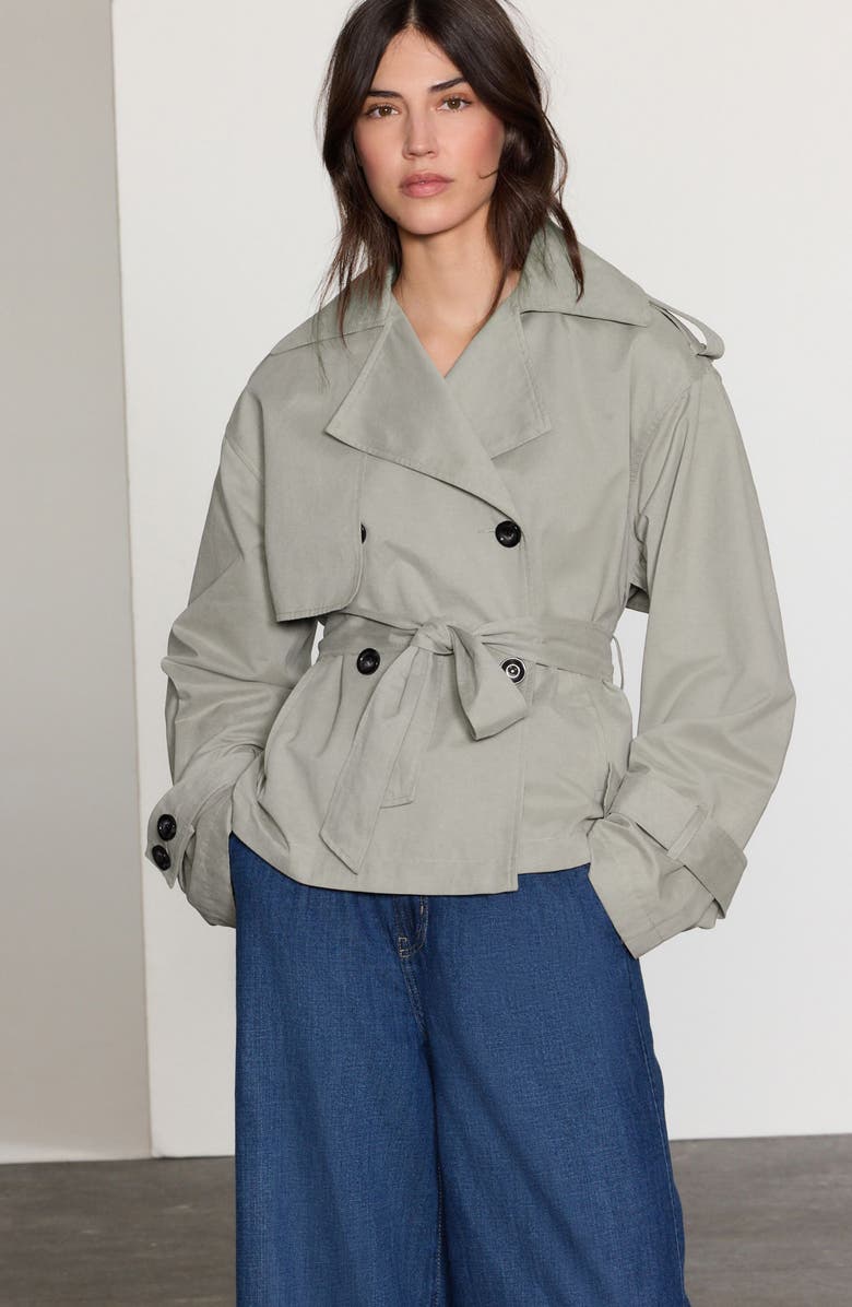 Crop Cotton Blend Trench Coat