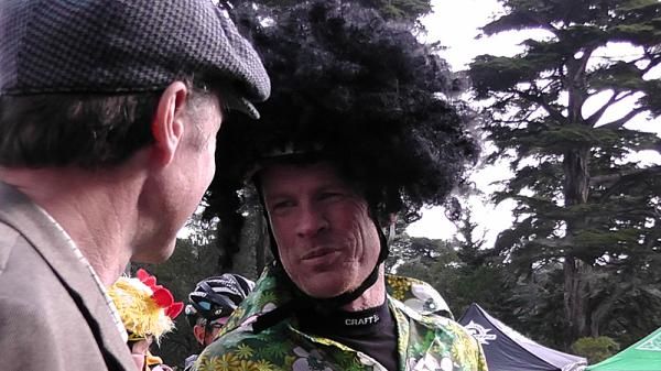 Some wore wigs on top of their helmets.
