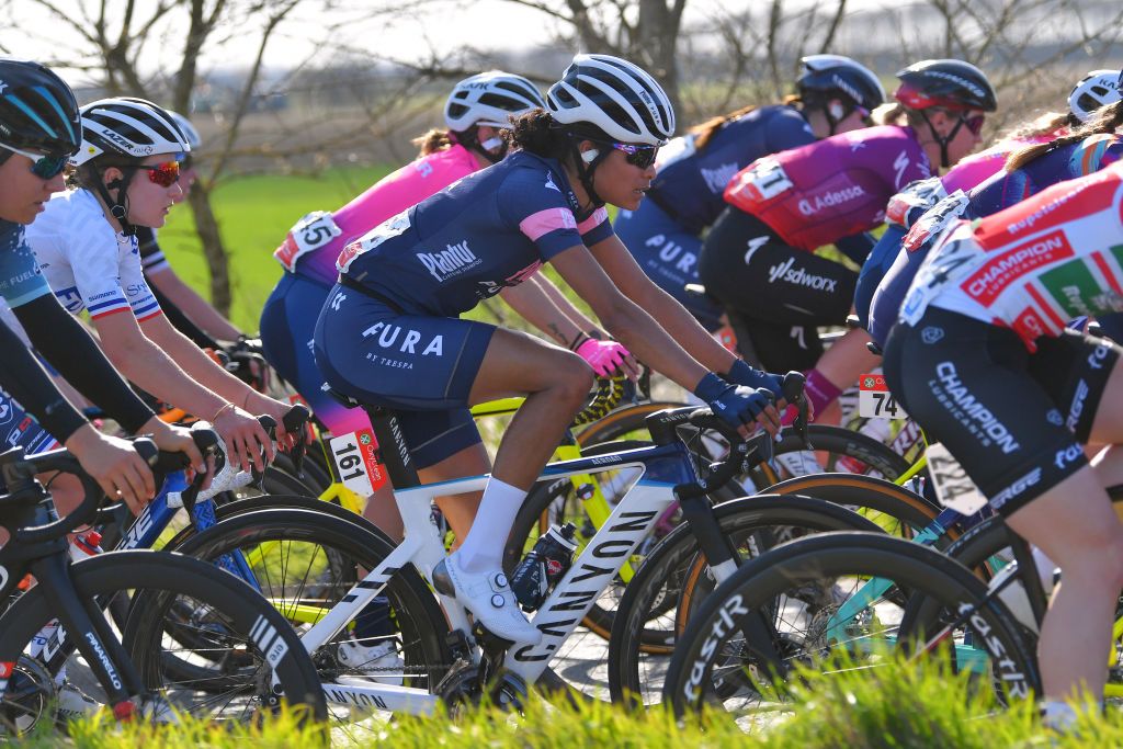 DE PANNE BELGIUM MARCH 25 Ceylin Del Carmen Alvarado of Netherlands and Plantur Pura Cycling Team during the 4th Oxyclean Brugge De Panne 2021 Women Classic a 1588km race from Brugge to De Panne OxycleanClassic UCIWWT on March 25 2021 in De Panne Belgium Photo by Luc ClaessenGetty Images