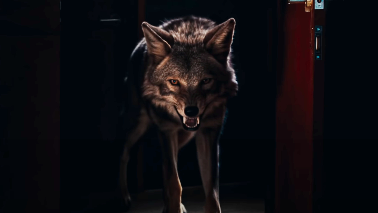 A coyote coming out of the shadows in Coyotes