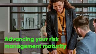 Whitepaper cover: Advancing your risk management maturity, with image of colleagues chatting in an office