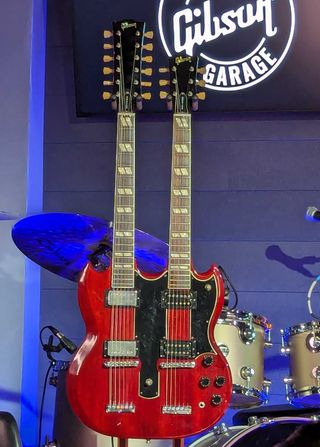 Gibson's new Custom Shop Jimmy Page signature 1971 EDS-1275 double-neck guitar, pictured at the Gibson Garage London