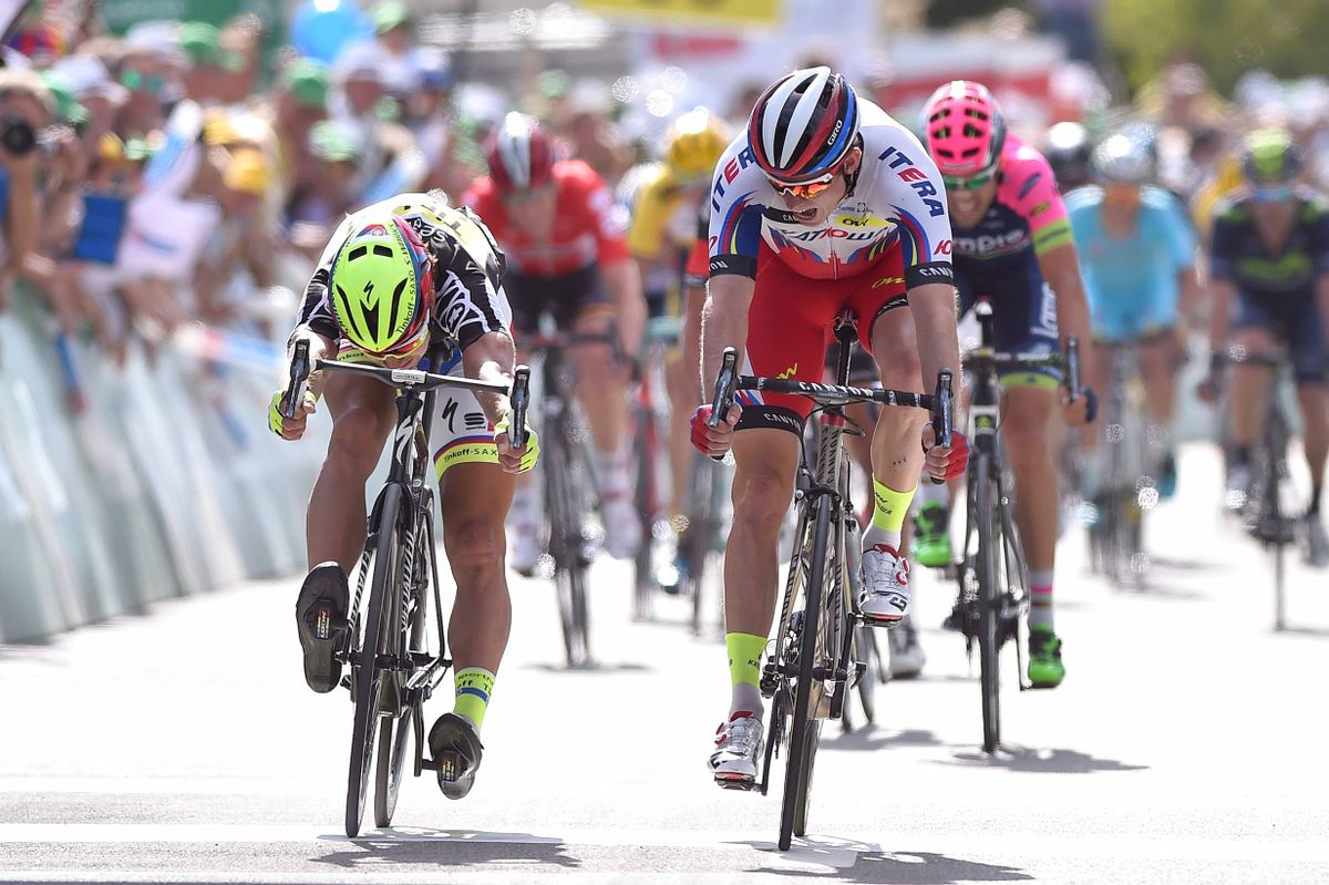 Alexander Kristoff (Katusha) holds off Sagan