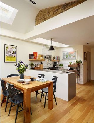 Open plan living space in kitchen extension