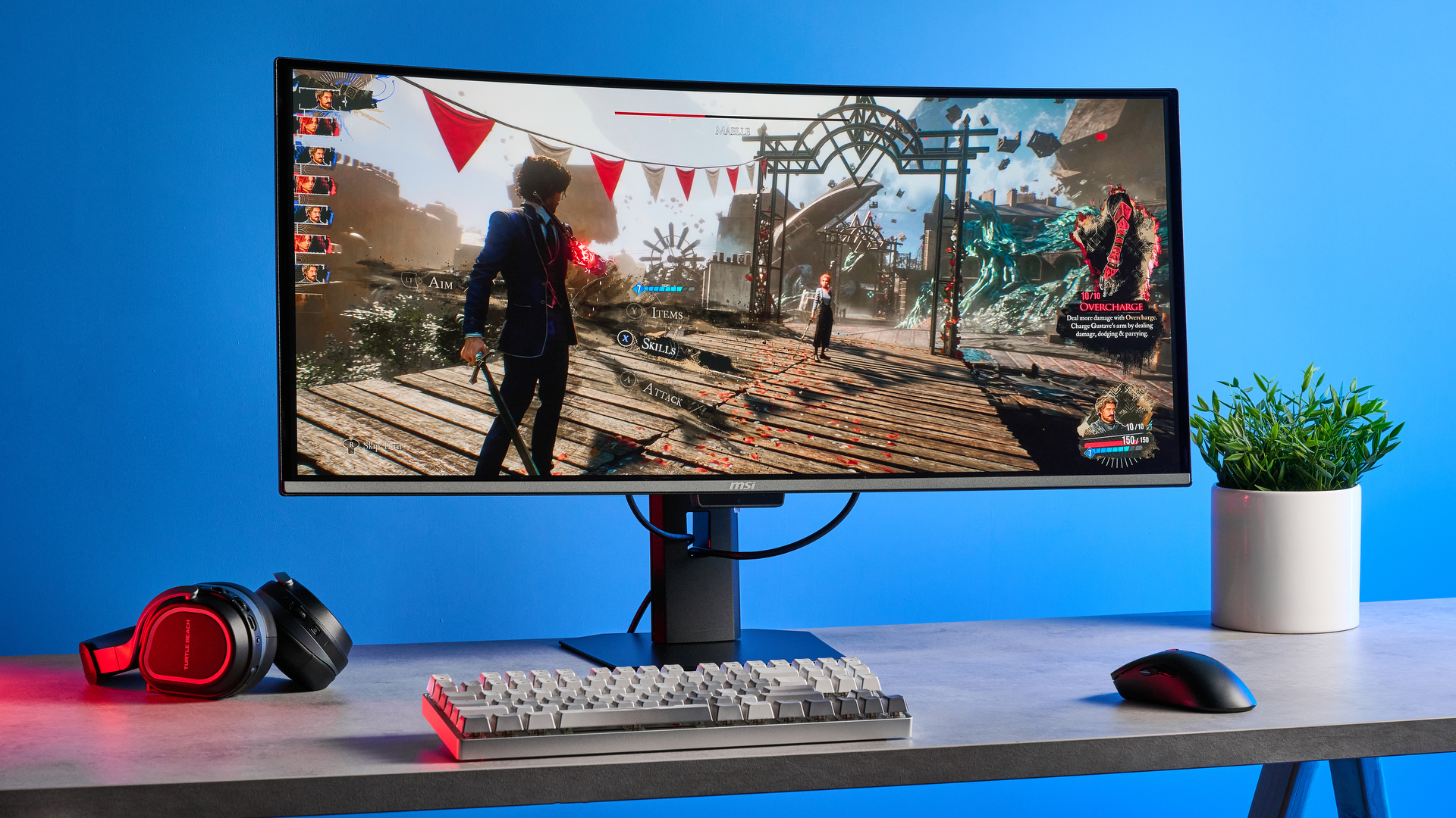 An MSI MPG 341CQR QD-OLED X36 gaming monitor in black