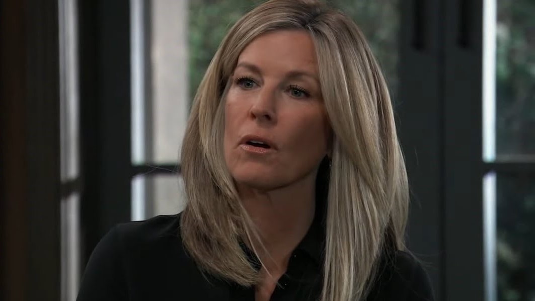 Laura Wright as Carly surprised in General Hospital