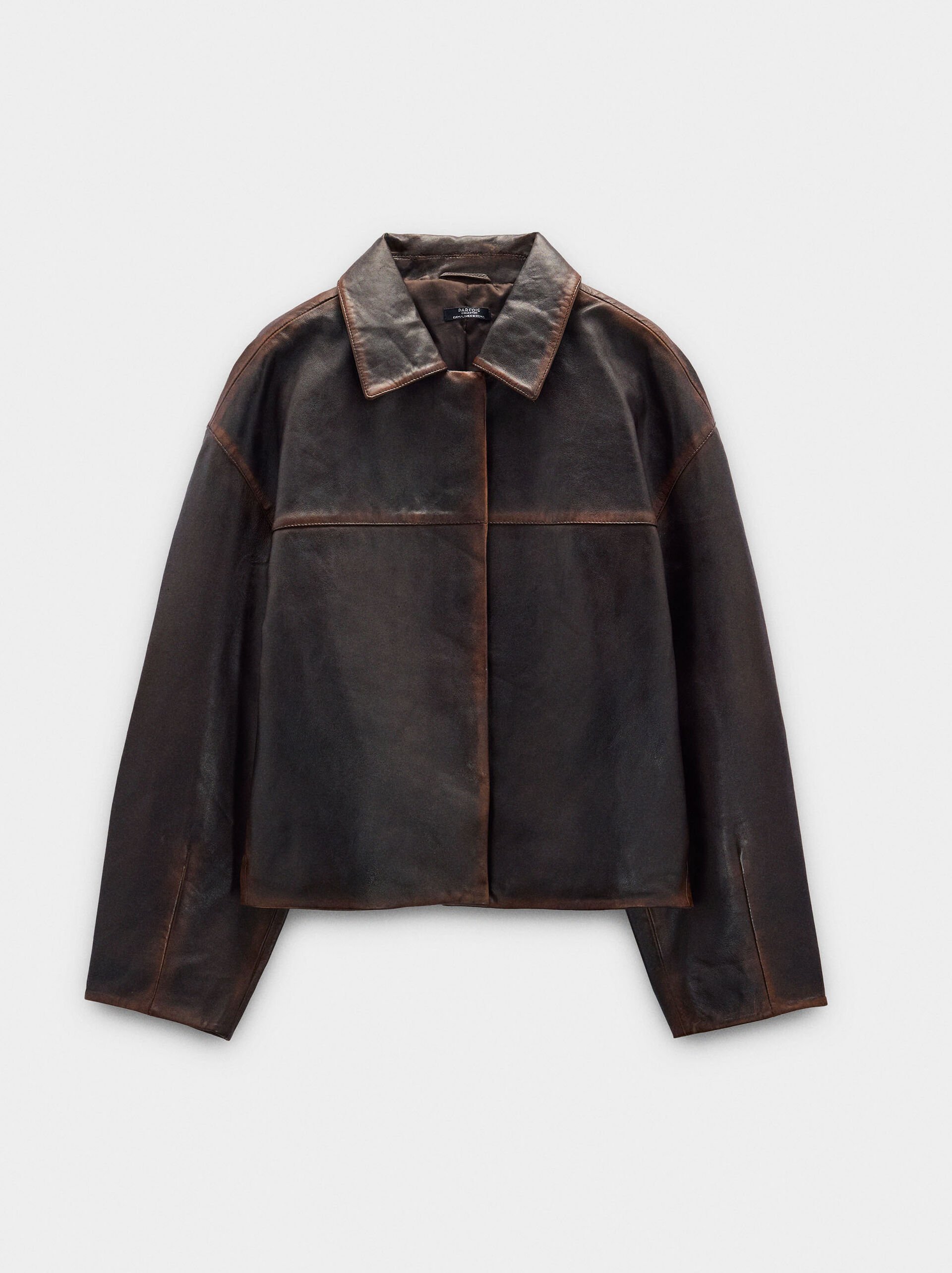 Leather Jacket With Topstitching