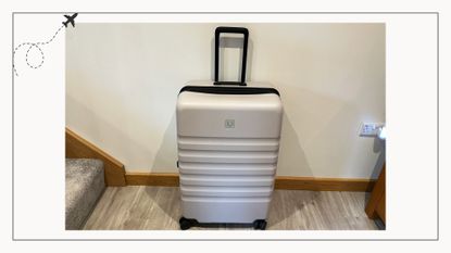 Antler suitcase in cream with stripes