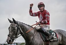 Calddwell Potter and Jack Kennedy after winning the Paddy Power Future Champions Novice hurdle on day two of the Leopardstown Christmas Festival at Leopardstown