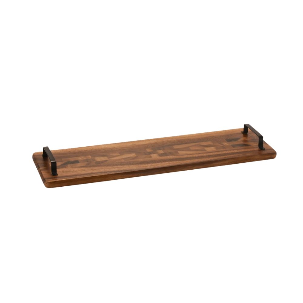 long wooden cheeseboard with handles
