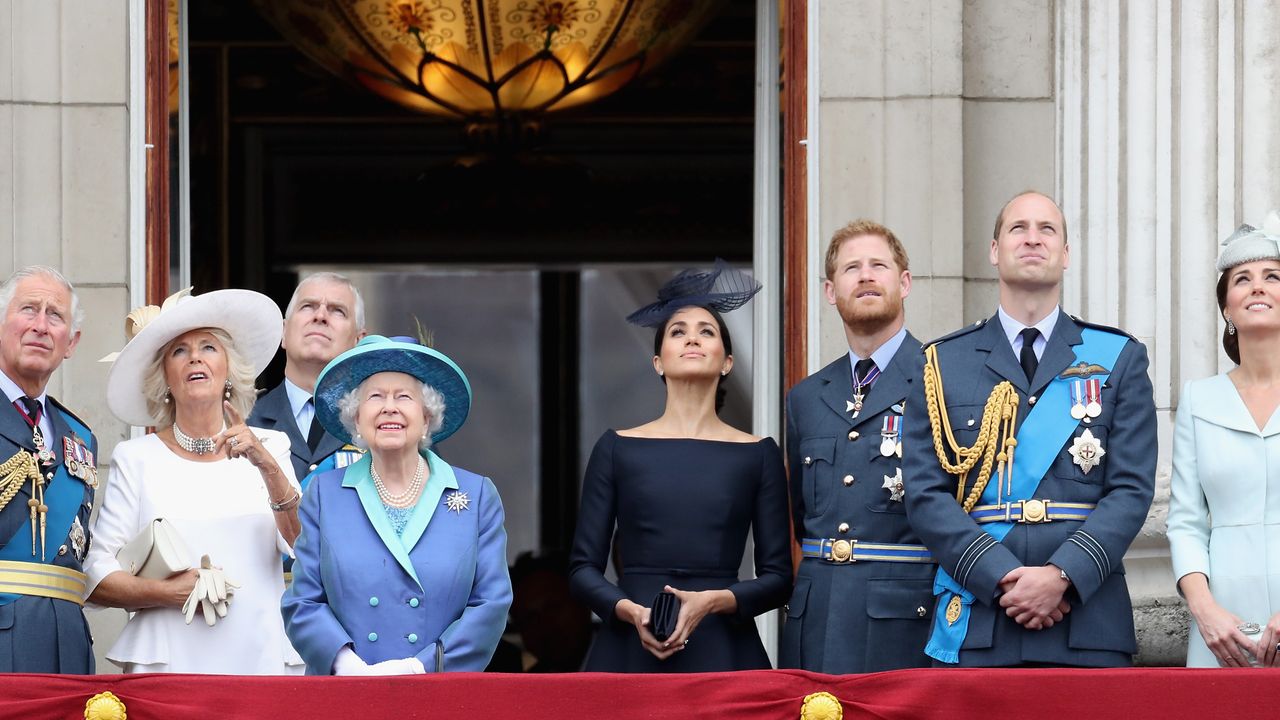 The royal family on the balcony of Buckingham Palace