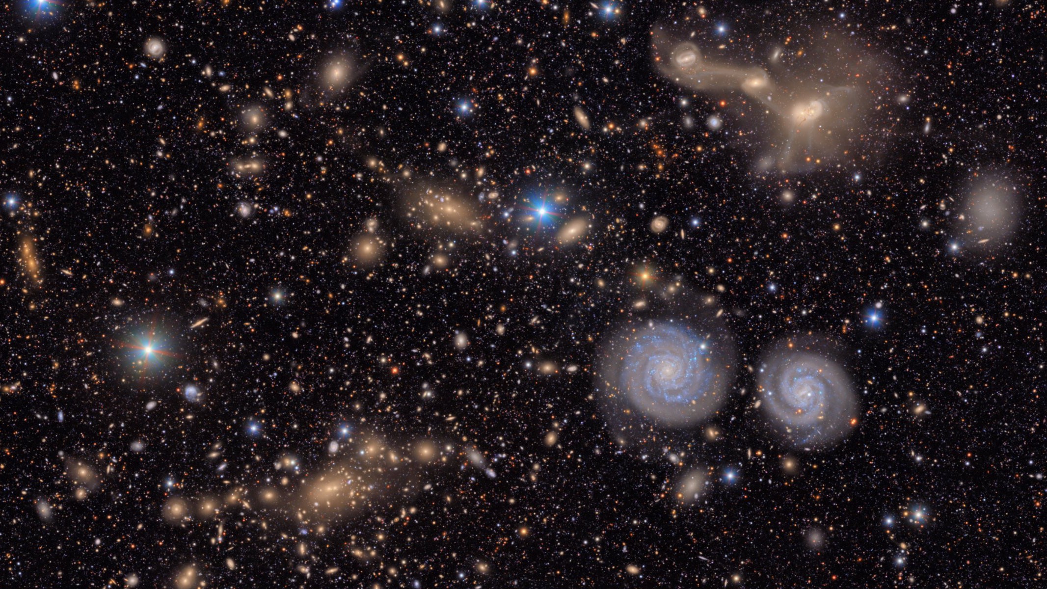 A photograph of the Virgo cluster taken by the Vera C. Rubin Observatory.