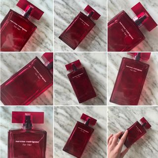 Narciso Rodriguez For Her Intense bottle in collage