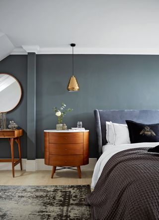 Dark grey loft bedroom