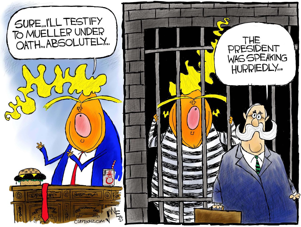 Political cartoon U.S. Trump Mueller Russia investigation