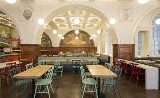 Seating at Royal Academy Café restaurant, London, UK